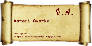 Váradi Avarka névjegykártya